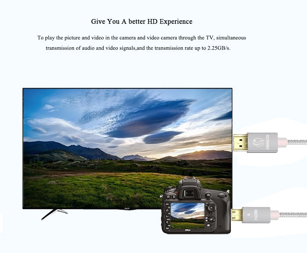 ANNNWZZD HDMI к Mini HDMI кабель для передачи данных V1.4 позолоченный штекер 3D 1080 P передачи видеосигнала для подставки для мобильных телефонов и планшетов D
