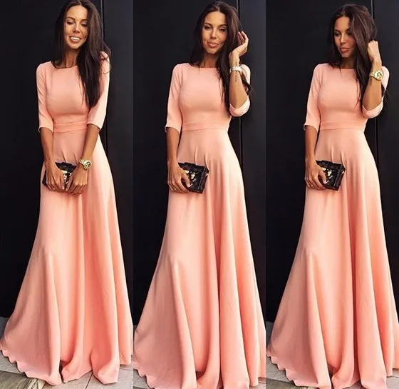 Abiti da damigella d'onore lunghi modesti in corallo con mezze maniche A  line lunghezza del pavimento abiti da festa di nozze modesti economici su  misura|dresses chicago|dress toydress shop - AliExpress