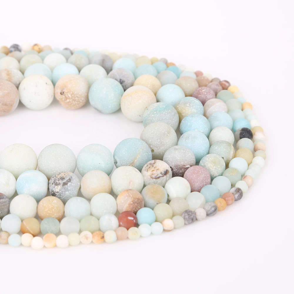 Natural Dull Polish Matte Amazon Stone Beads Round Loose Spacer Bead