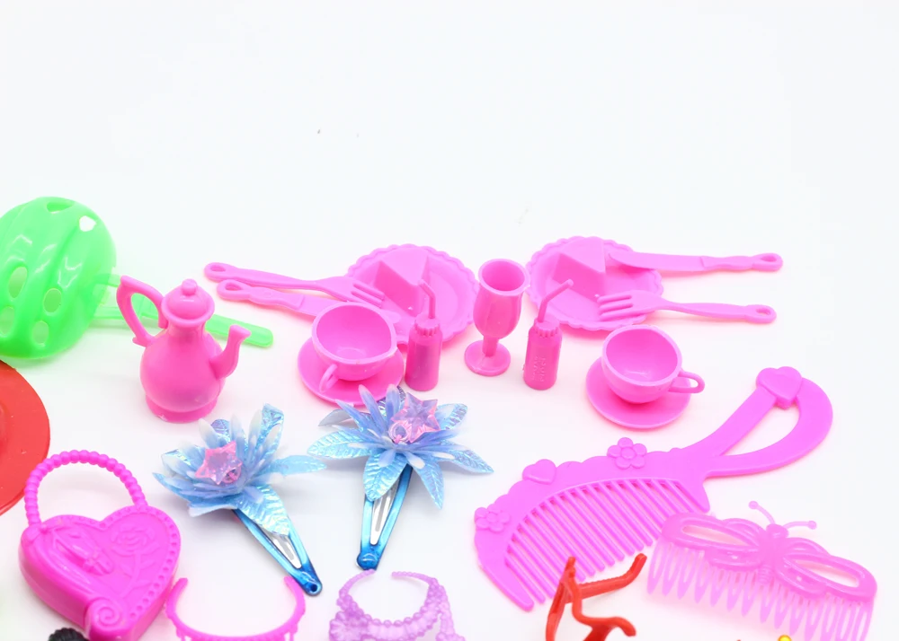 50 шт. 1/6 BJD аксессуары для кукол(сумки, очки, посуда, наушники, ожерелье, расчески, обувь, плавательные круги) для куклы-Барби игрушки для девочек