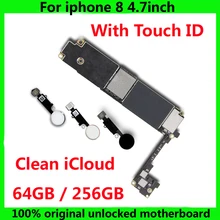 64 Гб/256 ГБ оригинальная материнская плата с/без touch ID для iphone 8 4,7 дюймов разблокированная материнская плата+ системная логическая плата IOS+ чипы