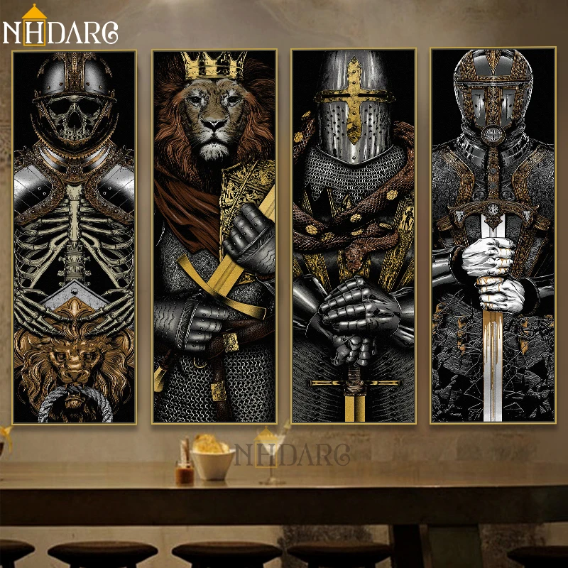 Billige Die Samurai Schwert Rüstung Poster Und Drucke Leinwand Malerei Kunst Große Größe Wand Bilder für Wohnzimmer Restaurant Home Decor