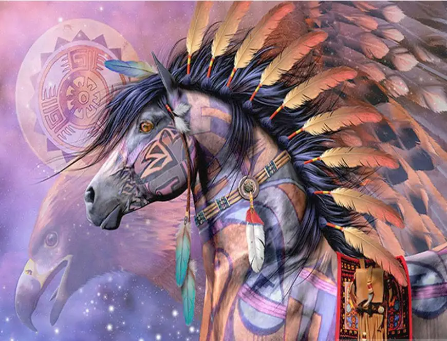 

Full Square/Round Drill 5D DIY Diamond Painting "Indian horse" Embroidery Cross Stitch 5D Home Decor Gift