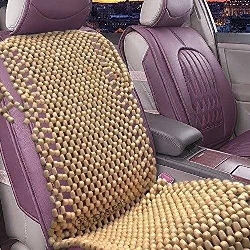 Zone Tech Natural Wooden Beaded Car Seat Chair Cover Massage Cool Cushion Beads