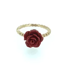 ANI 18K Rose Gold (AU750) Women Wedding Ring Natural Red Coral Flower Fashion Lady Fine Engagement Jewelry Personality Custom