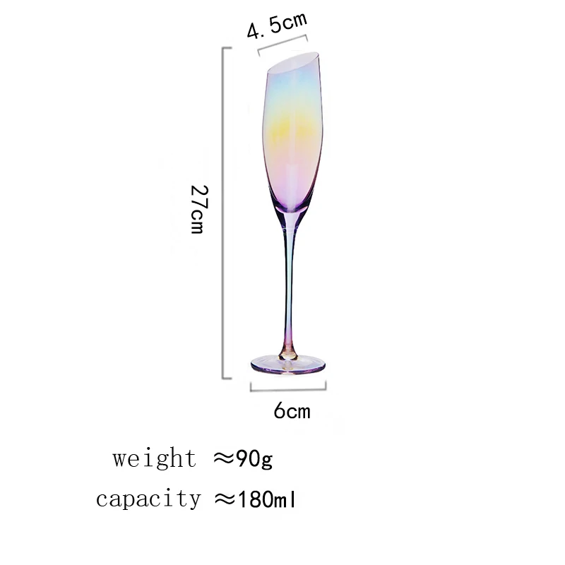 Наклонный рот бокал для вина без свинца хрустальный стеклянный Кубок для шампанского бокалы питьевые чашки свадебные бокалы для вина бар посуда для напитков - Цвет: Multi-Color 1pcs