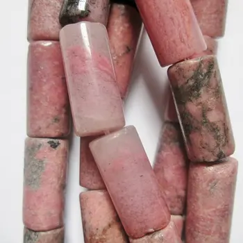 

Genuine Rhodonite Tube Beads - 16 x 8 mm Tube Gemstone Beads - Strand 15 1/2", 24 beads, A-Quality