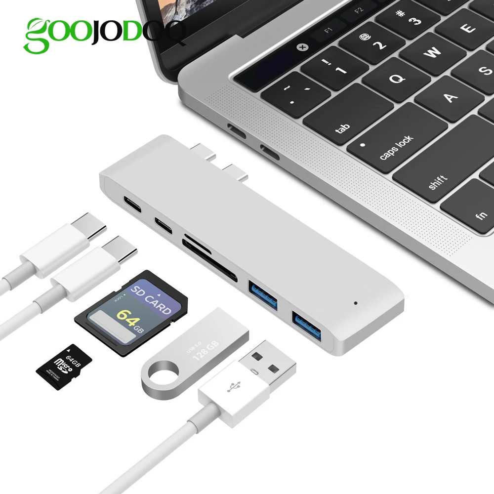 6 IN 1 USB C Hub Tipo C Hub SD/Micro SD Card lettore di Tipo-C a USB3.0 con Caricatore USB-C PD per MacBook Pro 13 