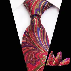 Проверить 100% шёлковый жаккардовый тканый цвет красный узкий для мужчин галстук модный мужской Карманный платок квадратный костюм комплект