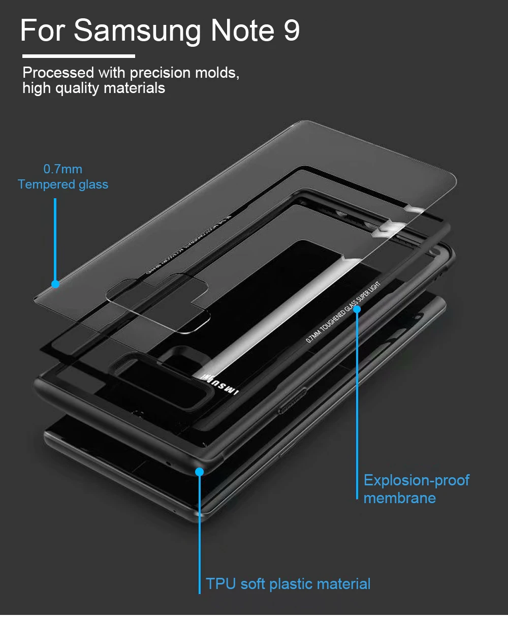 Ascromy For Samsung Note 9 Phone Case Silicone Glass Shockproof Luxury Glitter Cover For Samsung Galaxy S9 Plus Capa Accessories (2)