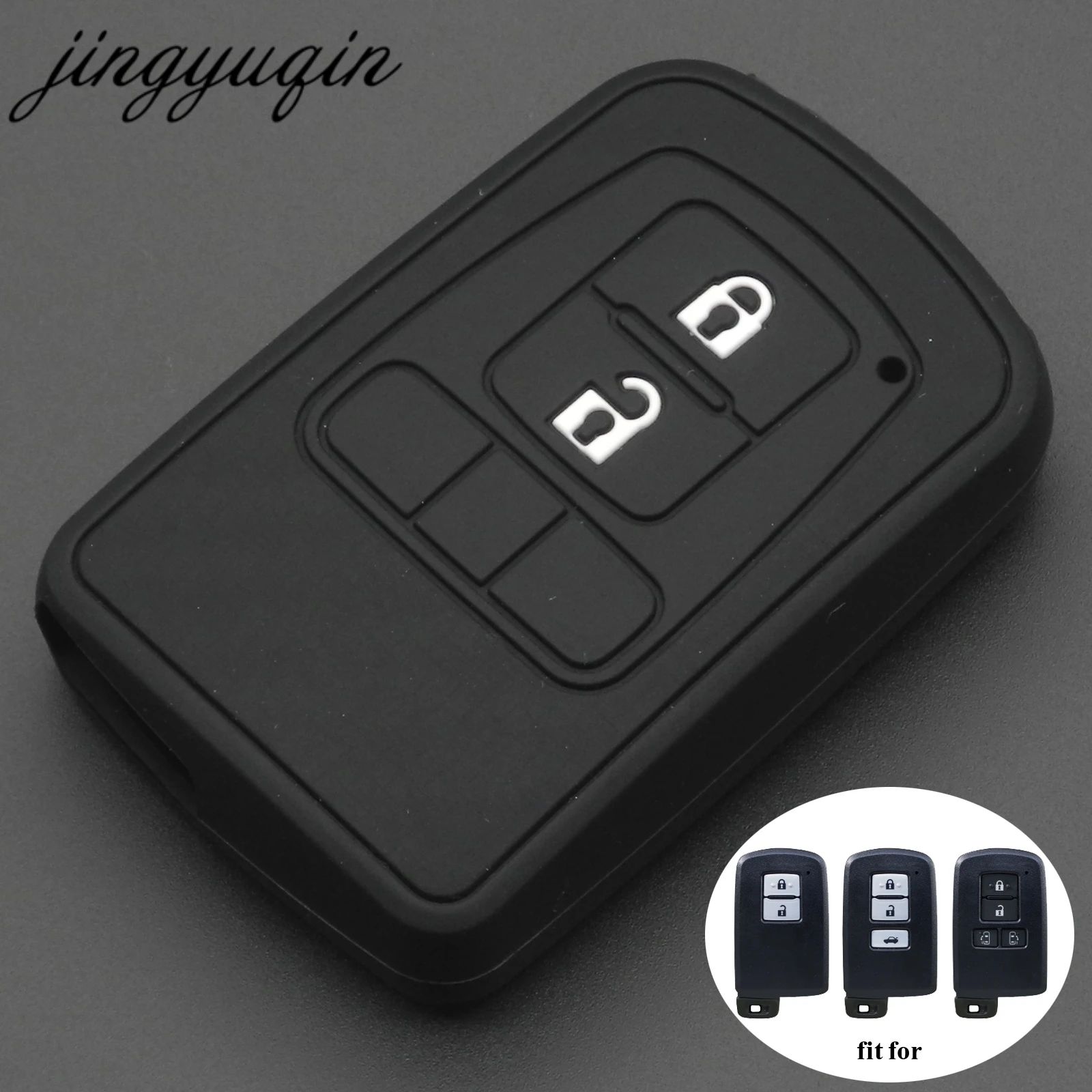

jingyuqin Silicone Carbon Car key Cover for Toyota Camry Sienna Noah Voxy Avalon Auris Crown Land Cruiser Smart fob key Case