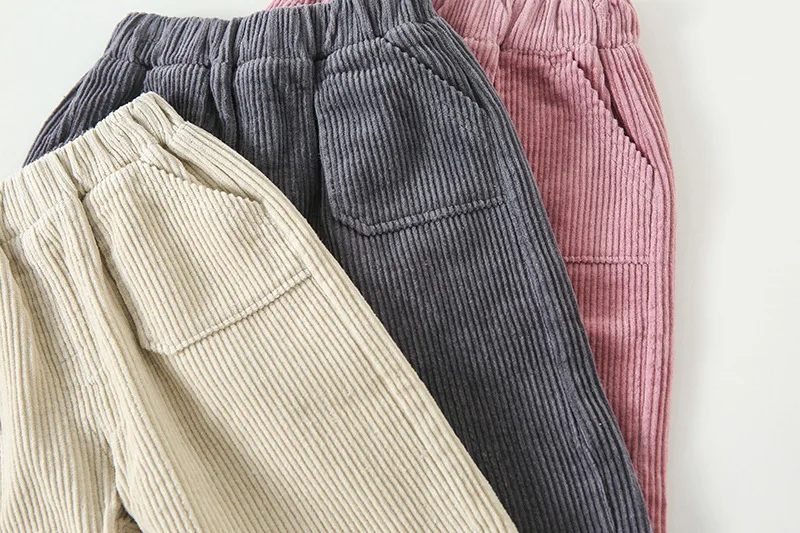 Корейский стиль; однотонные детские вельветовые брюки для малышей; осень г.; свободные штаны для маленьких девочек и мальчиков; Повседневные детские брюки унисекс