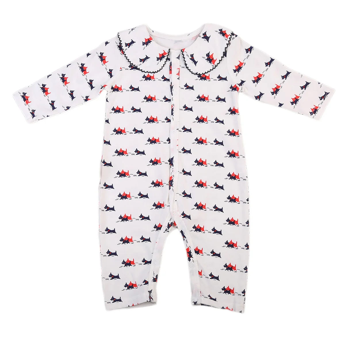 Autumn Newborn Baby Boys Girls Button Pajamas Rompers Long Sleeve