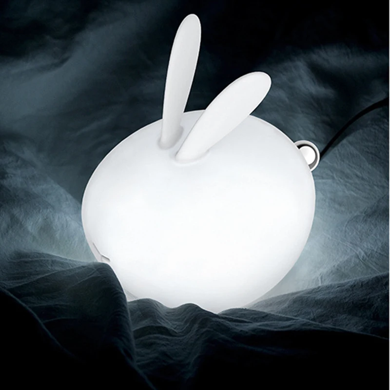  Bunny Night Light Nightlight Led Rechargeable Rabbit Night Lamp for Kids Children-White - 32856578690