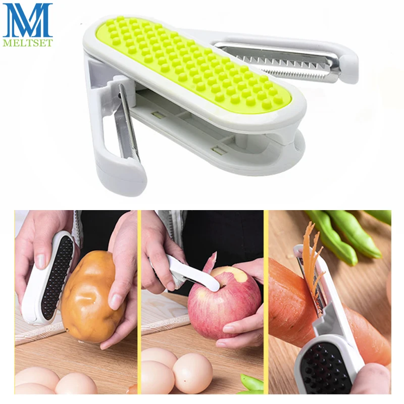 

Meltset 1pc Folded Fruit Peeler Multi-function Vegetable Grater Stainless Steel Potato Carrot Slicer Creative Kitchen Tools