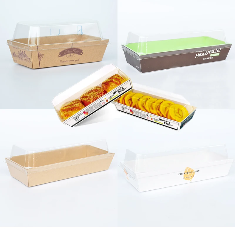 

10pcs Various Rectangle Sandwich Hot Dog Puffs Paper Box Bread Transparent Packaging Box Bakery Packaging Box Wrapping Supplies