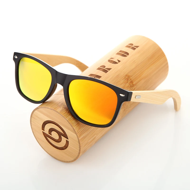 BARCUR трендовые стили поляризационные PC оправа бамбуковые солнцезащитные очки деревянные солнцезащитные очки для женщин и мужчин - Цвет линз: Orange