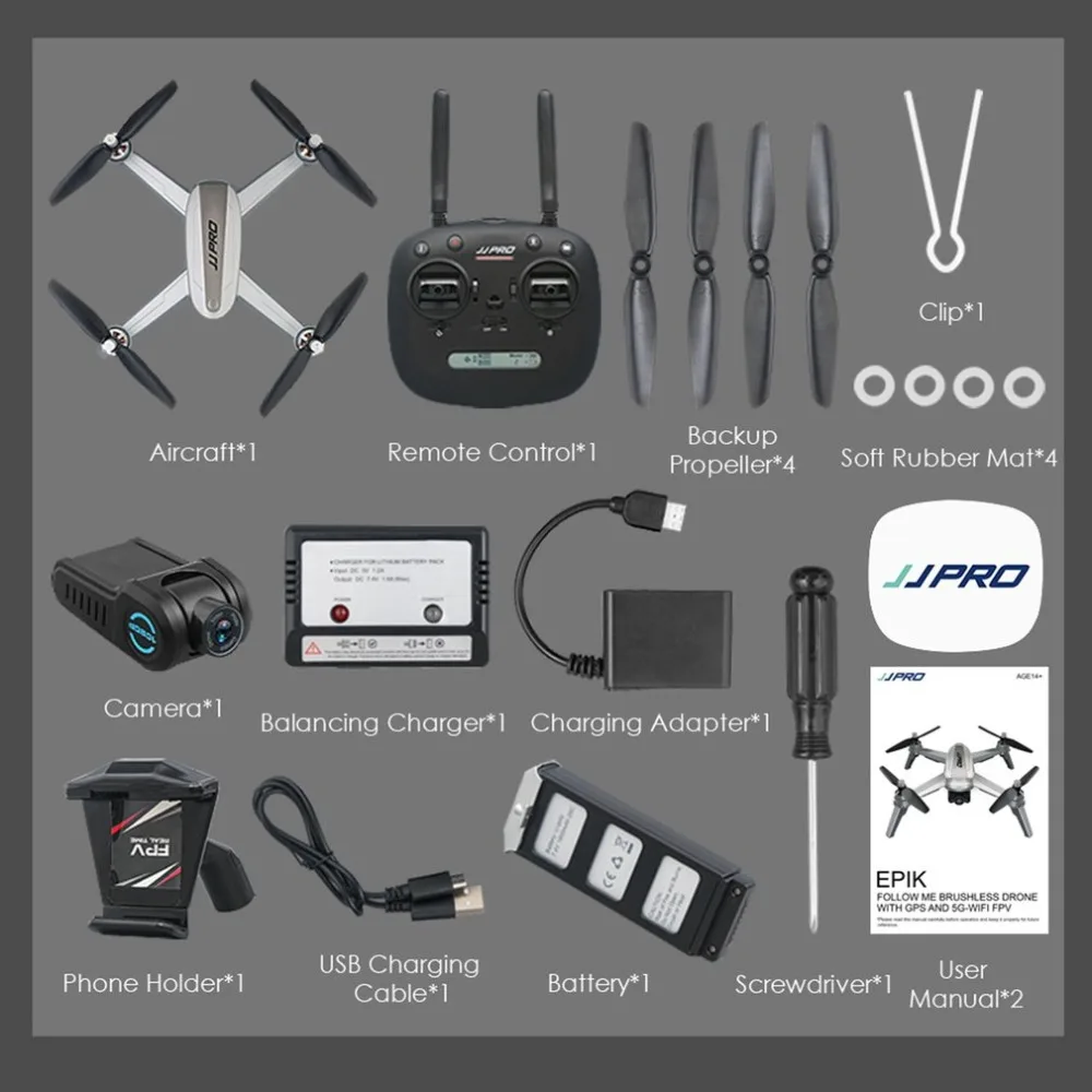 

JJPRO X5 RC 2.4G GPS Positioning 1080P HD 5GWIFI Adjustable Camera FPV Drone Brushless RC Drone Quadcopter One Key Return