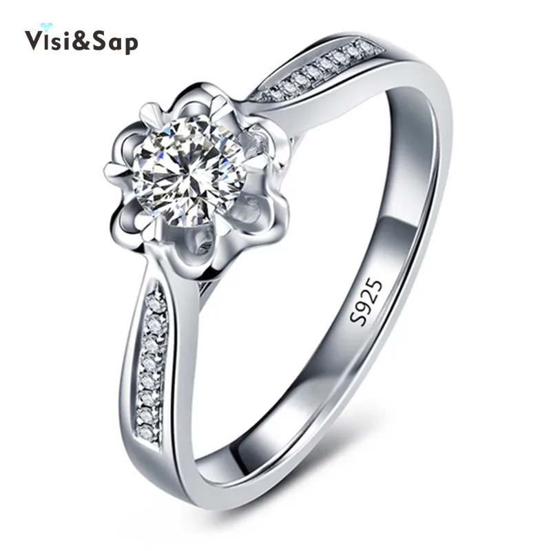 

Eleple Flower White Gold color rings For Women Engagement WeddingRing fashion jewelry Bijoux cubic zirconia Dropshipping VSR067