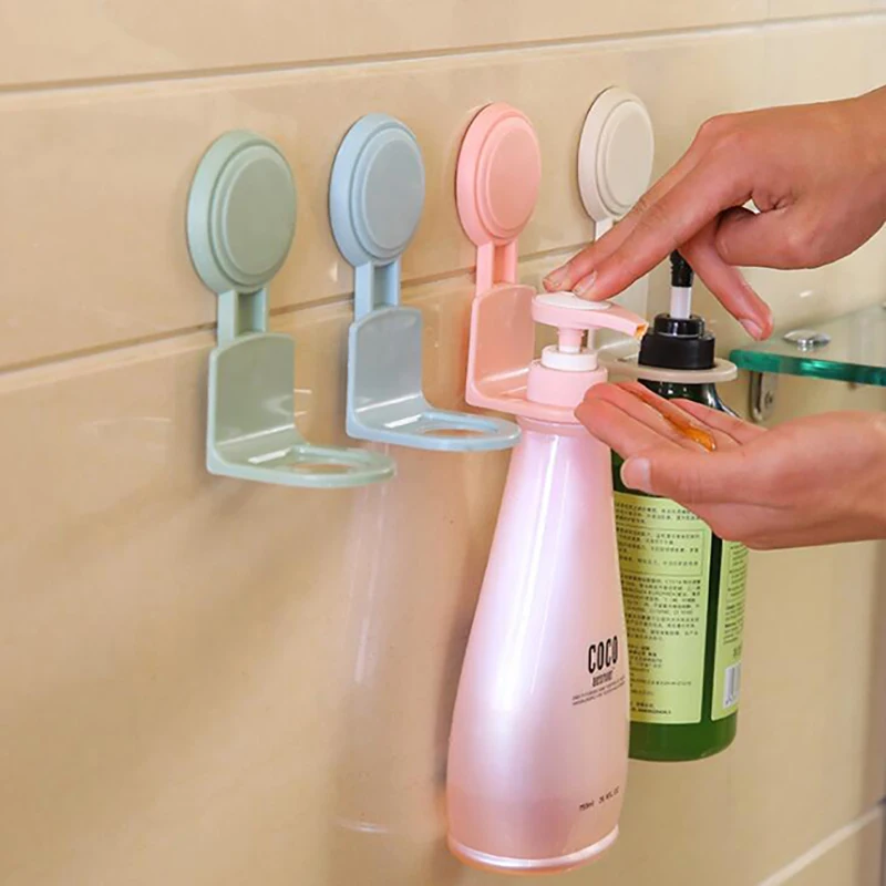 

Bottle Storage Holder Flat Wall Adsorbed Strong Suction Cup Shower Gel Shampoo Bathroom Wall Mounted Rack Hooks