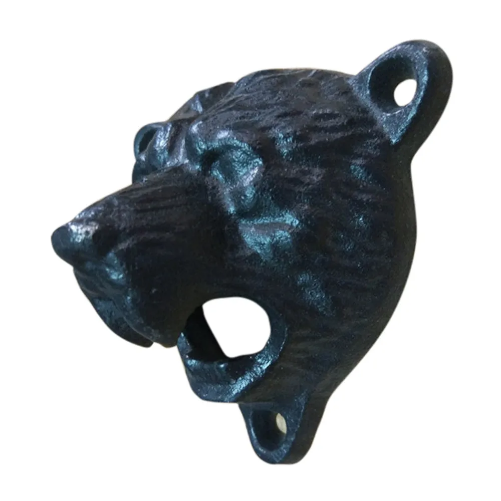

Bear head cast iron beer bottle opener Black Grizzly Bear Beer Bottle Opener Cast Iron Lodge Cabin Wall Mounted Pub Bar