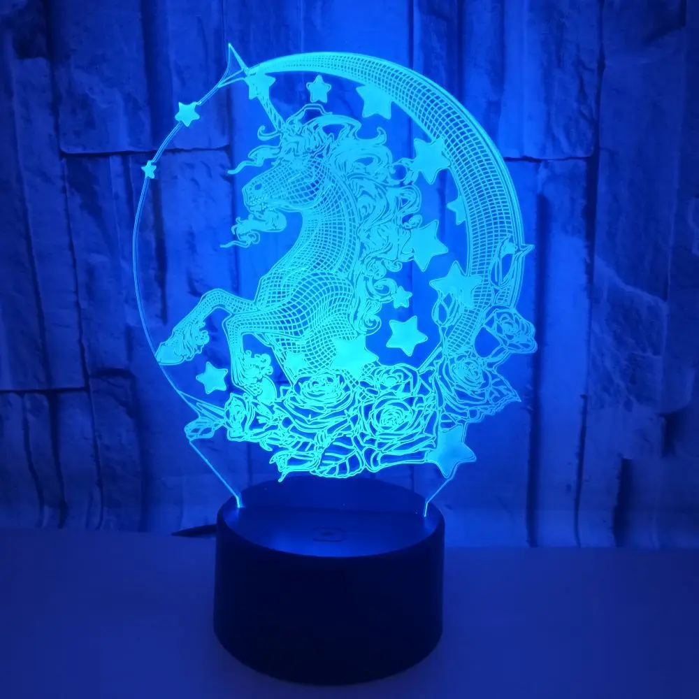 

Unicorn 3D Night Lamp LED Night Light with 7 Colors Change Acrylic Lava Lamp Cartoon USB Touch Sensor Decorations for Home