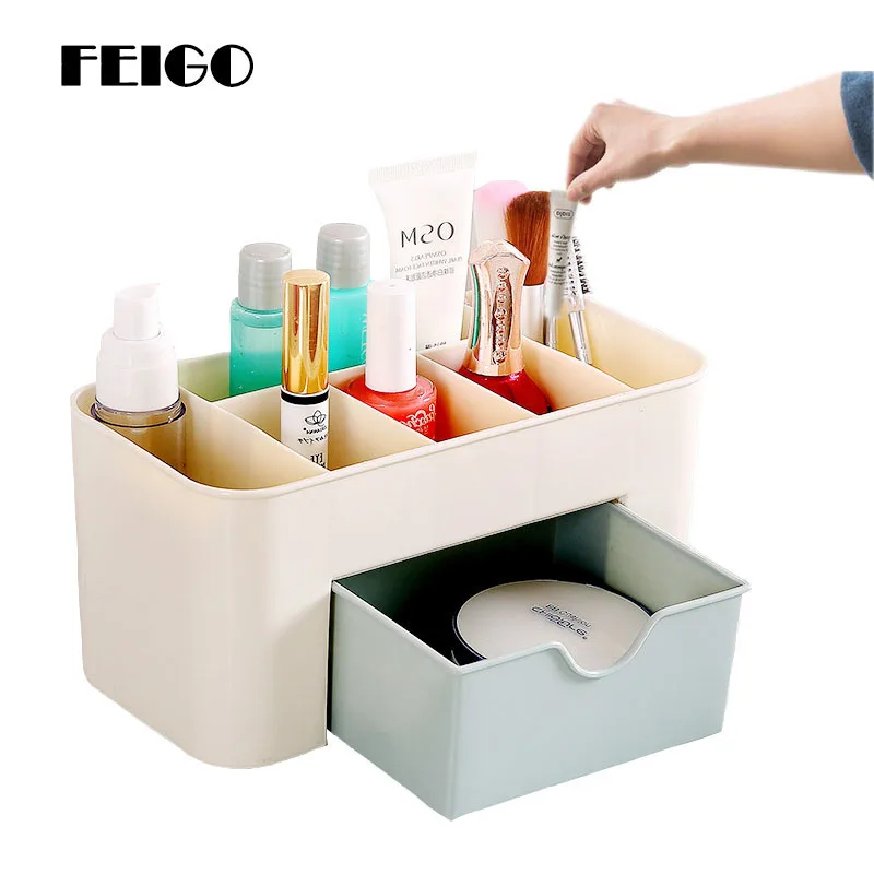 

FEIGO Desktop Cosmetic Storage Box Makeup Brush Drawer Finishing Boxs Jewelry Skin Care Product Compartment Dressing Boxs F1125