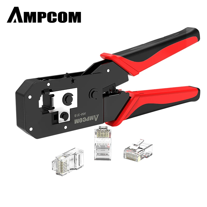  AMPCOM RJ45 Crimping Tool Ethernet Network LAN Cable Crimper Cutter Stripper Plier Modular 8P RJ45 
