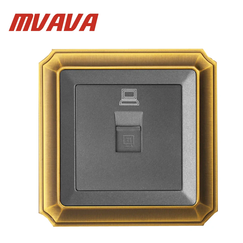

Free Shipping MVAVA modern Electric Universal PC wall socket ,wall computer Plug Outlet,Luxury Decorative Bronzed panel