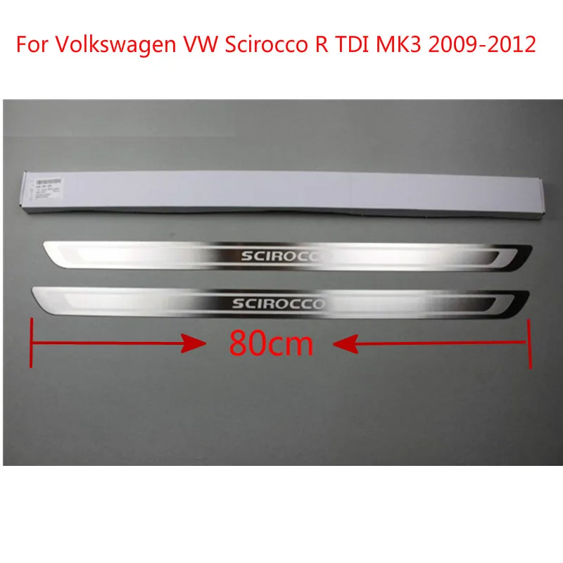 Высококачественная накладка на пороги из нержавеющей стали для Volkswagen VW Scirocco R TDI MK3 2007 2008 2009 2010 2011 2012 - Цвет: Серебристый