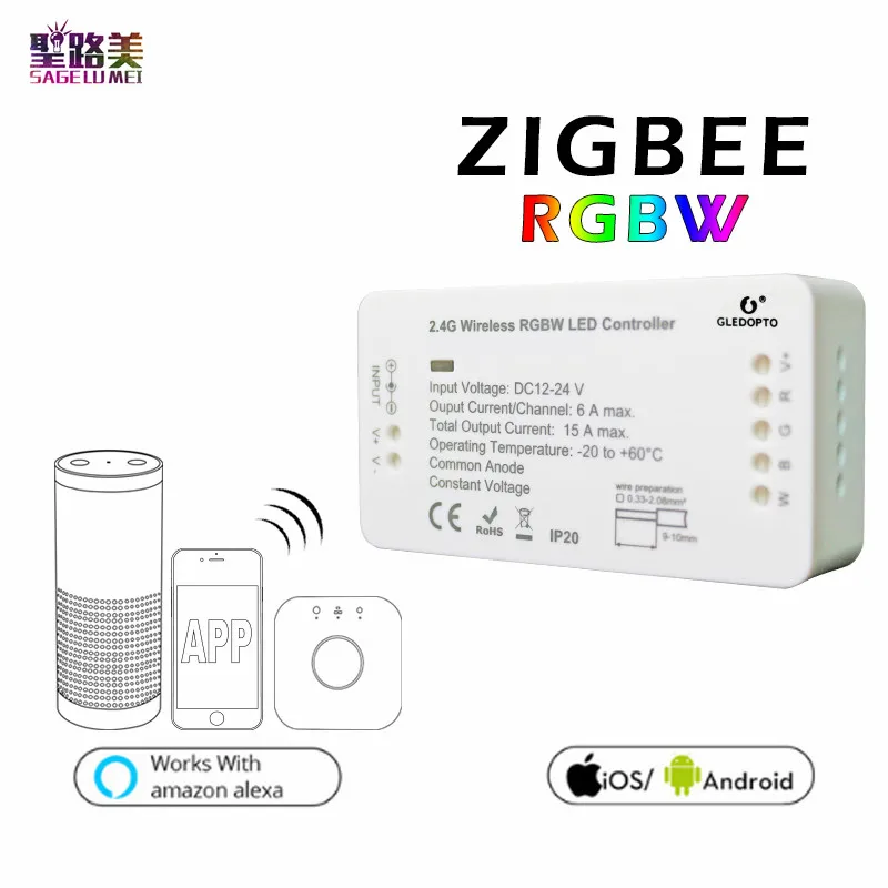 DC12-24V ZIGBEE Led Controller Smart APP RGB +CCT WW CW RGBW zigbee controller LED Dimmer work Amazon Alexa Echo