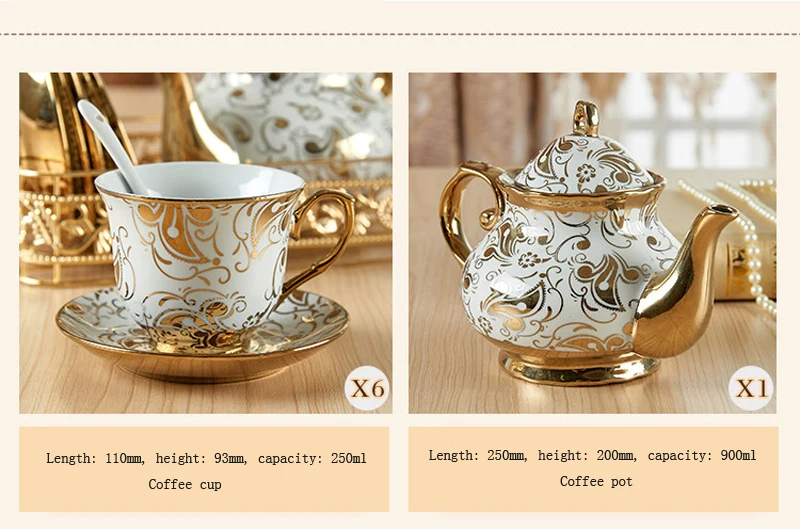 Набор кофейных чашек, креативная Золотая наклейка, парртен, британский фарфор, чайный набор, набор керамических чайников, кофейная чашка, послеобеденный чай, домашний декор