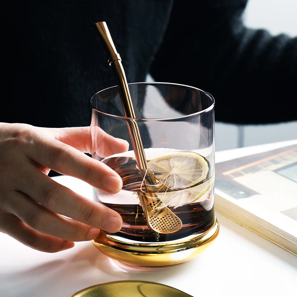 304 Stainless Steel Creative Spoon Drinking Straws Bent Filter Straw Drink Mate Tea Bar Coffee Spoons Luxury Cultery Accessories