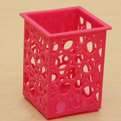 Hollow Floral Pencil Holder /Desk Pen Containers Organizer Office Cosmetic Plastic Pen Pot Hot Flower Square