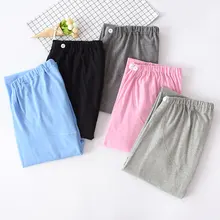 Новые трикотажные хлопковые Пижамные Брюки для беременных женщин; пижамные брюки с эластичной резинкой на талии; однотонные пижамные брюки; большие размеры; одежда для отдыха