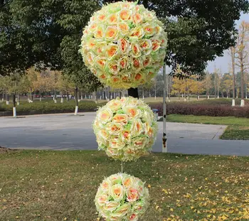 

lastest new fashion 40cm(15.7inch) Romantic Simulation Rose kissing ball artificial silk flower for wedding party decor