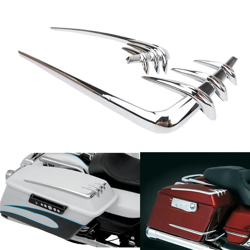 Chrome Saddlebag Lid Accents For Harley Davidson 1993 2013 Touring