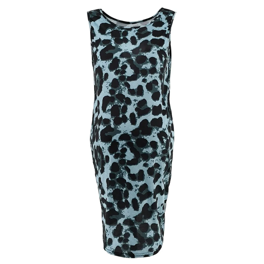 Maternity Dresses 2019 Sleeveless Leopard Print Casual Sundress For Photo Shoot Clothes Pregnant Women | Мать и ребенок