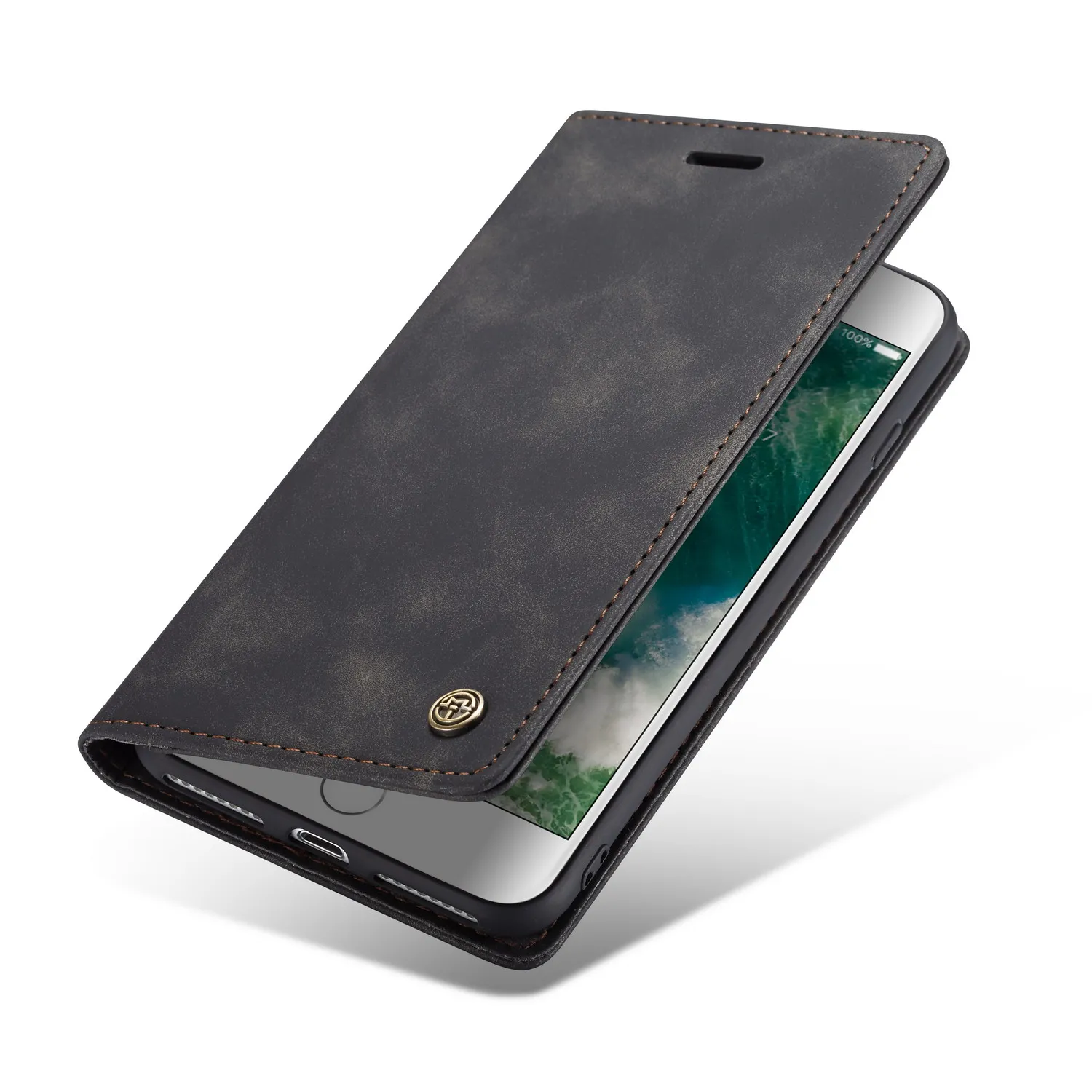 

Magnet Leather Wallet Case For iPhone 6 S 7 8 Plus iphone XS Max XR card with 2 card slots wallet Vintage matte soft 1 leathe