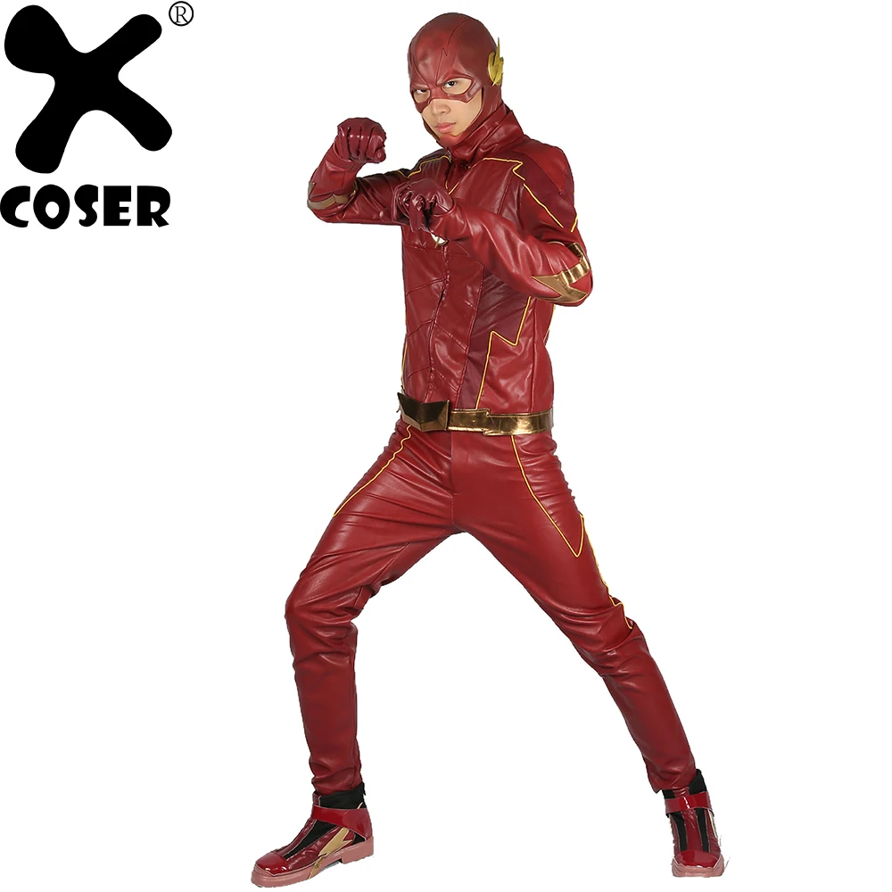XCOSER распродажа новый обновленный костюм для косплея Flash 4 супергероя Вселенной