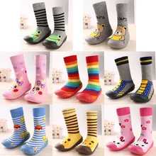 Neugeborenen Baby Jungen Mädchen Socken Mit Anti-Slip Weiche Gummi Sohlen Außen Fuß Socken Infant Kinder Tier Cartoon Boden booties