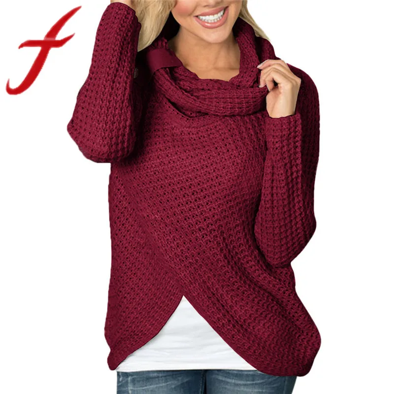 Feitong Women Irregular Blouses Causal Turtleneck Long
