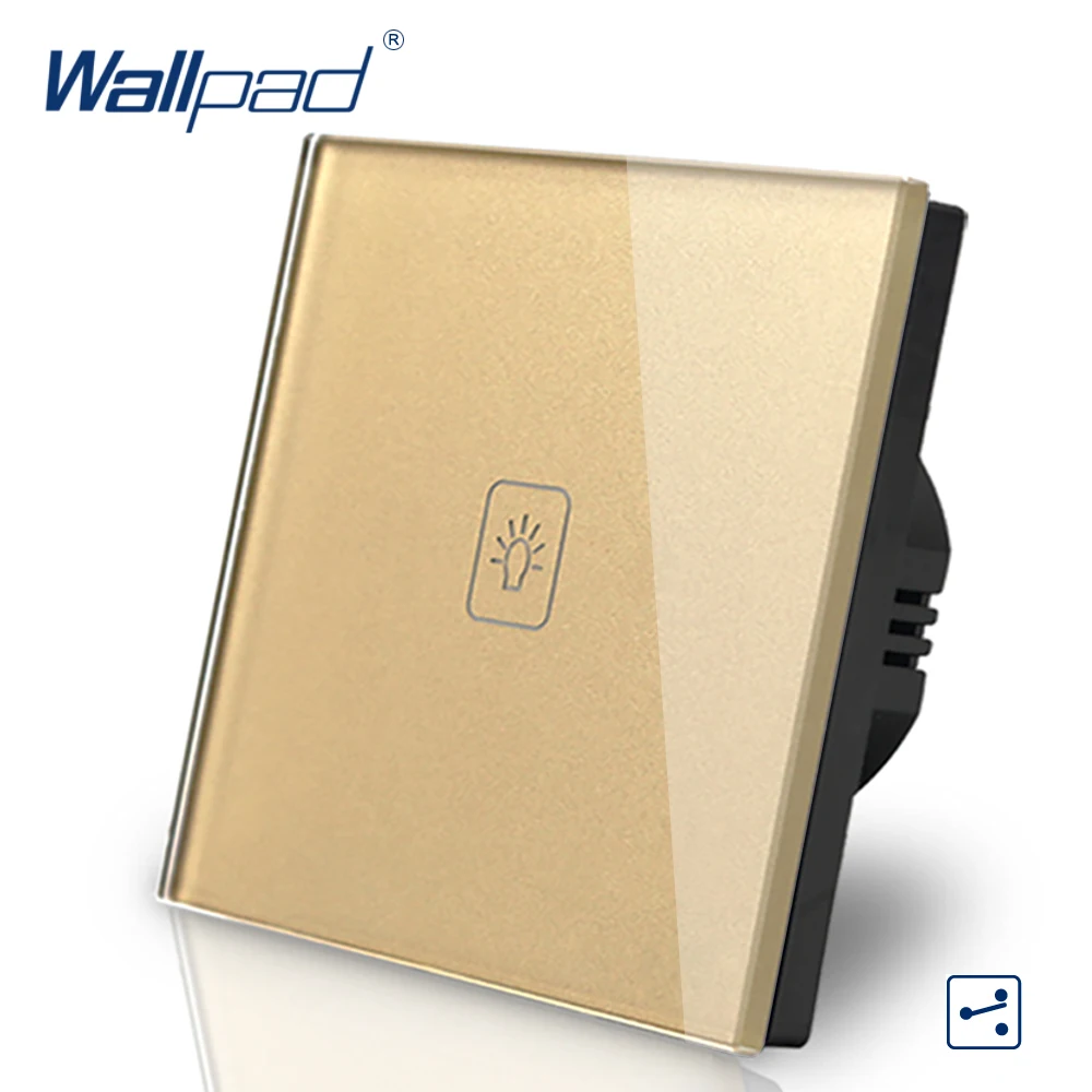 

1 Gang 2 Way Intermediate Switch Wallpad Luxury Gold Crystal Glass Wall Switch Touch Switch 110-250V European Standard