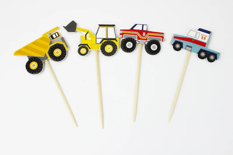 

24pcs Car Cupcake Toppers Picks for Birthday Decorations New Year Easter Halloween Party Cake Decoration Favor