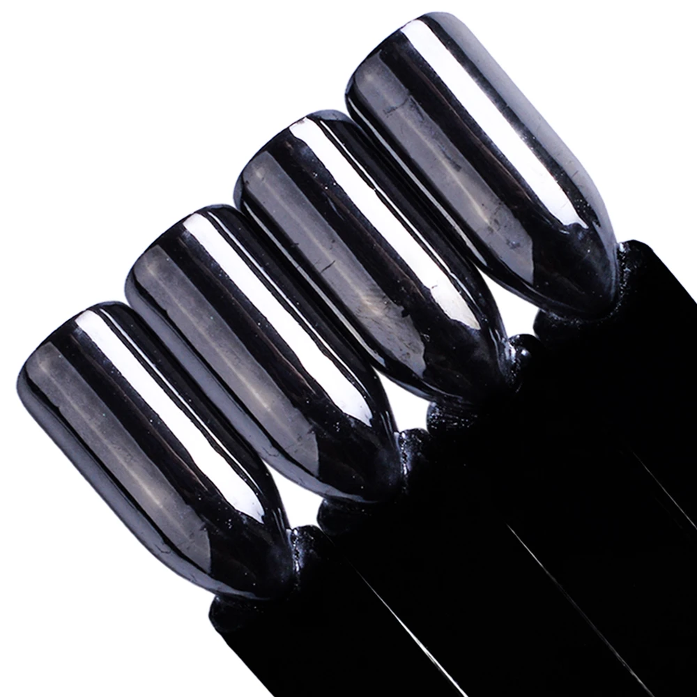 0,5 г Сексуальная зеркальная черная блестящая пудра для ногтей, Ослепительная DIY хромированная пигментная Пыль для украшения ногтей, маникюрная черная основа CHXH600