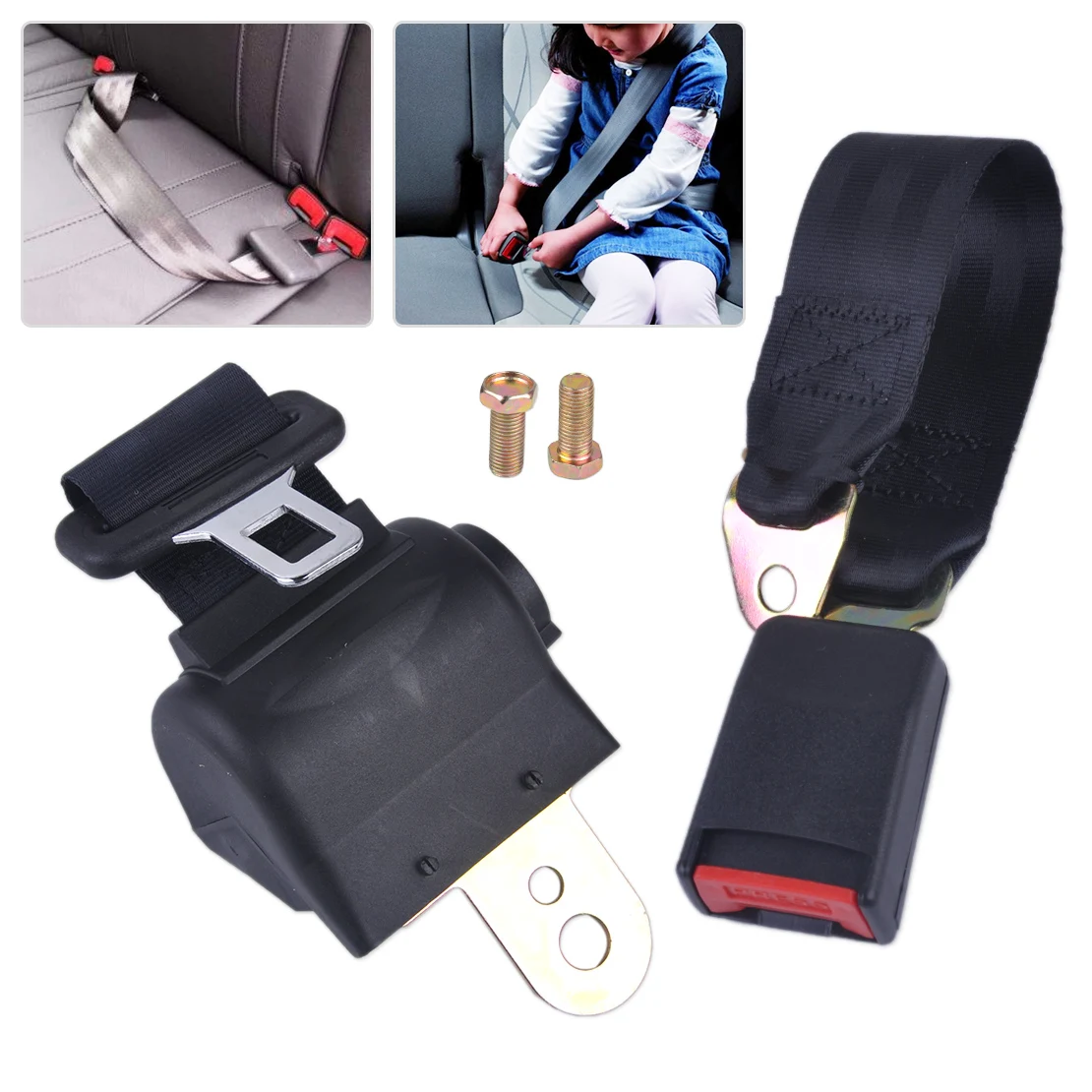 CITALL Car Universal Black 2 Point RetractableCar Auto Seat Safety Lap