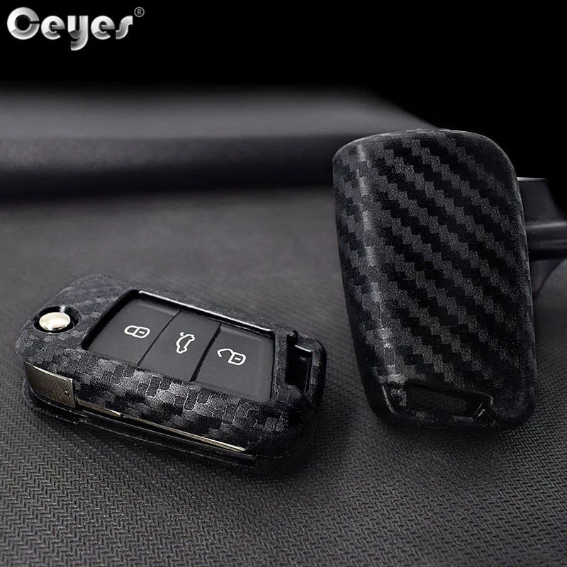 

Ceyes Car Styling Protection Remote Smart Key Covers Case For Skoda Octavia A7 For Seat Ateca Auto Carbon Fiber Shells Cover