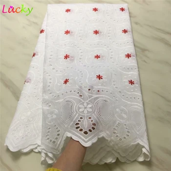 

nigerian lace fabric 2019 high quality lace high quality white swiss voile lace fabric with red embroidery flowers