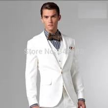 Новые стильные белые смокинги для жениха с двумя кнопками, лучший мужской заостренный лацкан, мужские свадебные костюмы, Жених(куртка+ брюки+ галстук+ жилет), мы