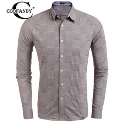 Coofandy мужской Рубашки для мальчиков masculina одежда Для мужчин классические с длинным рукавом плед жаккард Кнопка Подпушка Рубашки для